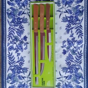 Vtg Japan Made Carving Knife Set, Rose Wood Handle